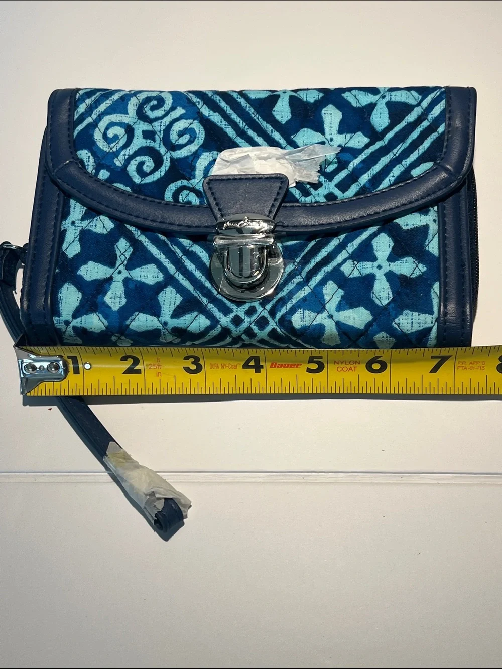 Vera Bradley Blue Patterned Wristlet Clutch with Teal Accents